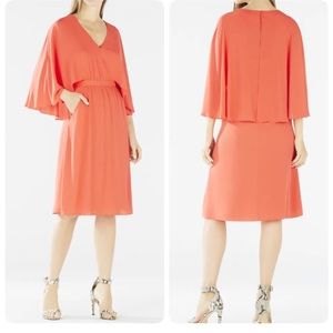 Bcbg womens Brittni cape kimono dress in red. Size S layered chiffon draped